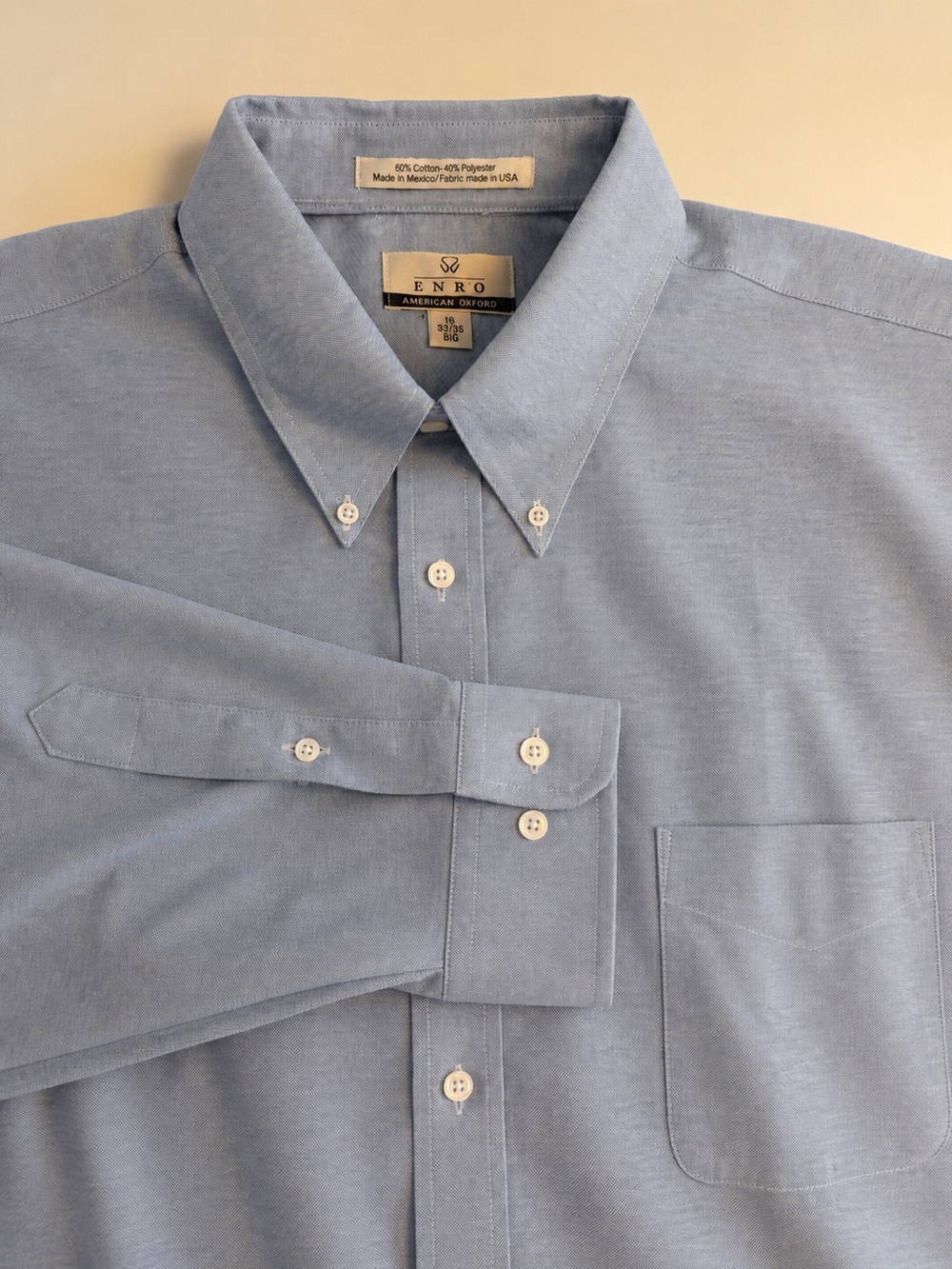 NWT ENRO American Oxford Button-Down Shirt – Men’s 19 / 34-35 Big